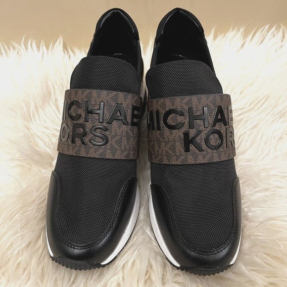 Michael Kors Felix Trainer Platform Wedge Monogram Brown Logo NEW - Picture 2 of 6